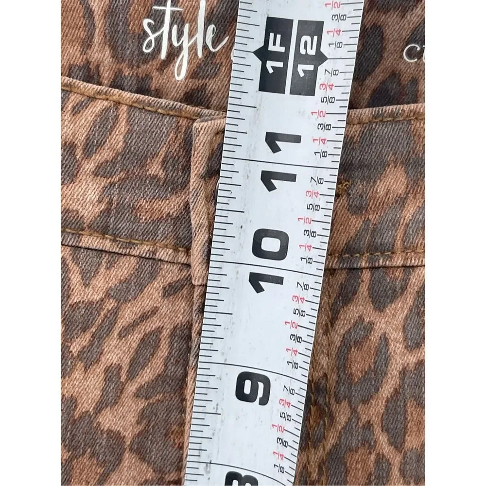 Style & Co Jeans Skinny Leopard Women Size 16 Brown‎ Black High Rise New